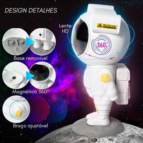 Projetor Astronalta Galáxia Led- Nanniachadinhos