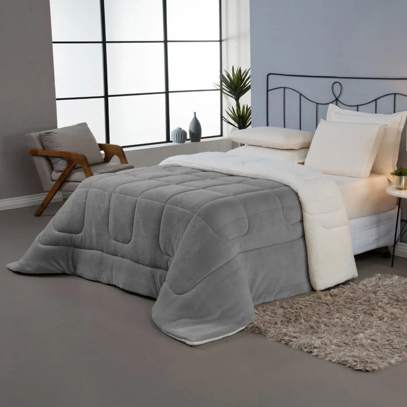 Coberdrom Casal Queen Sherpa Pele de Carneiro - Nanni Achadinhos Tamanho 2,40m x 2,20m
