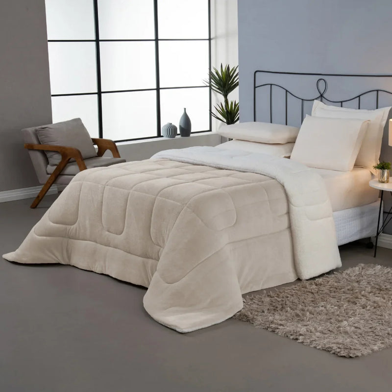 Coberdrom Casal Queen Sherpa Pele de Carneiro - Nanni Achadinhos Tamanho 2,40m x 2,20m