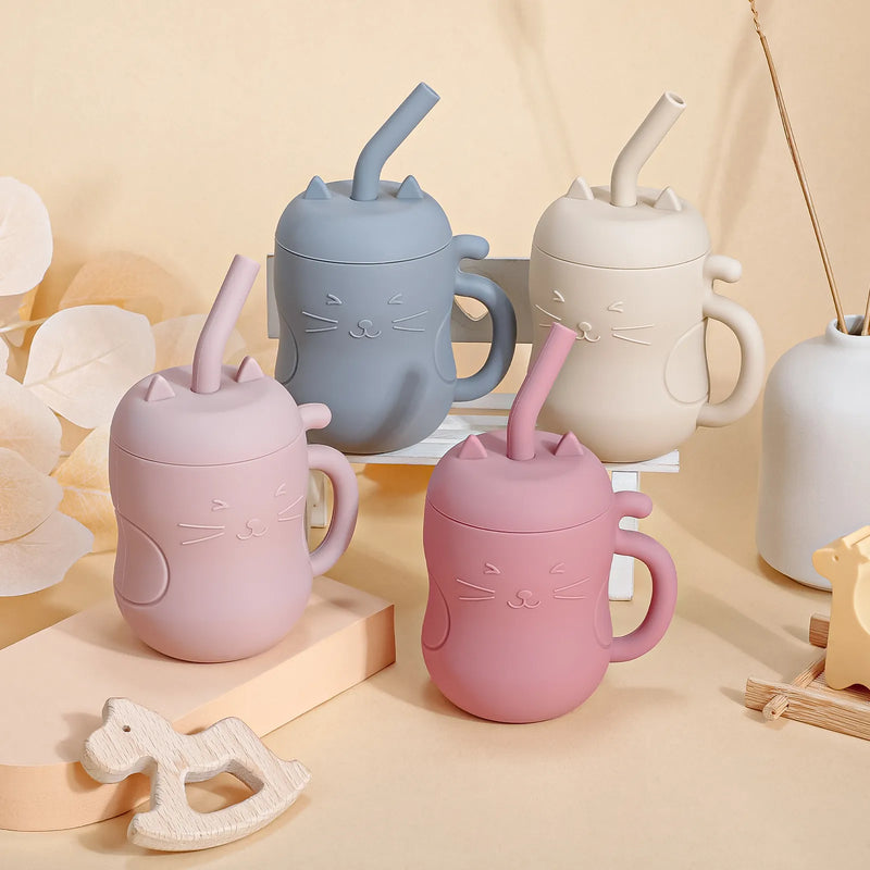 Copo Silicone Gatinho Anti-vazamento
