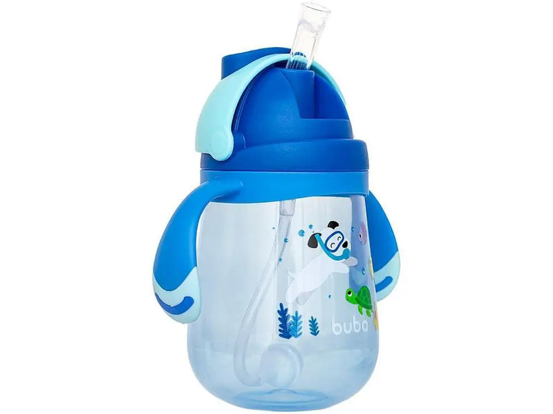 Copo Infantil com Canudo 300ml Buba Mergulho- Azul