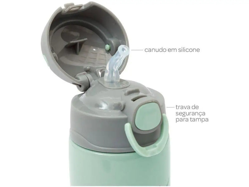 Copo Térmico Infantil com Canudo 400ml Buba Gumy Verde