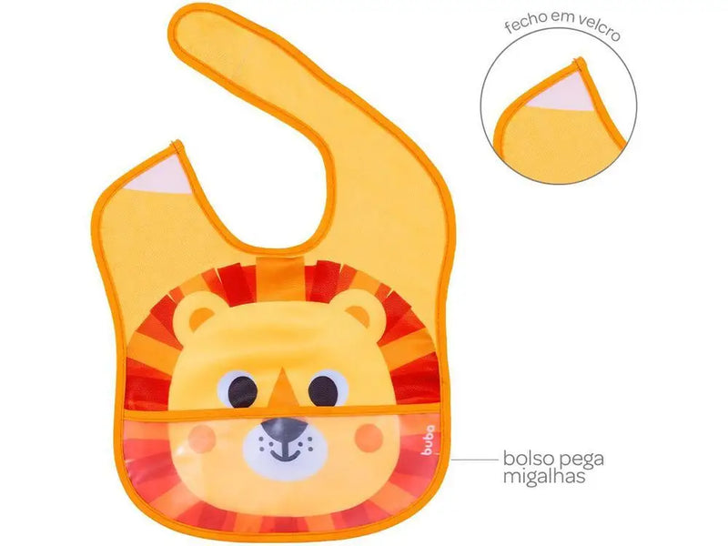 Babador Leão Amarelo Impermeável com Bolso - Buba