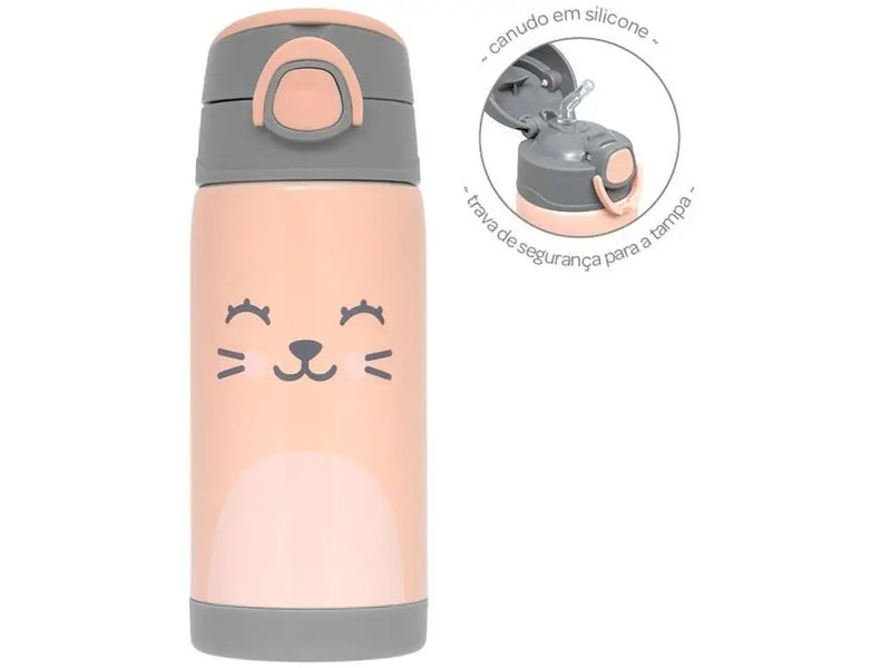 Copo Térmico Infantil com Canudo 400ml Buba Gumy Rosa