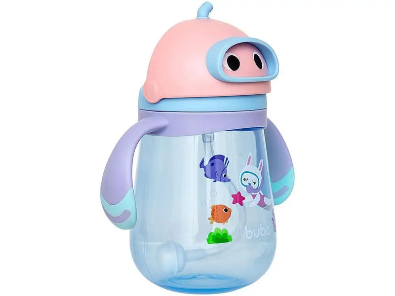 Copo Infantil com Canudo 300ml Buba Mergulho - Rosa