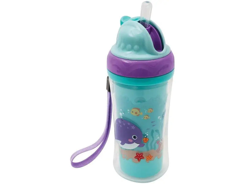 Copo Infantil Antivazamento com Canudo e Tamp - 250ml Buba Turminha Do Mar