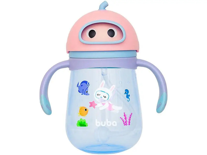 Copo Infantil com Canudo 300ml Buba Mergulho - Rosa