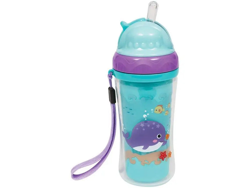 Copo Infantil Antivazamento com Canudo e Tamp - 250ml Buba Turminha Do Mar