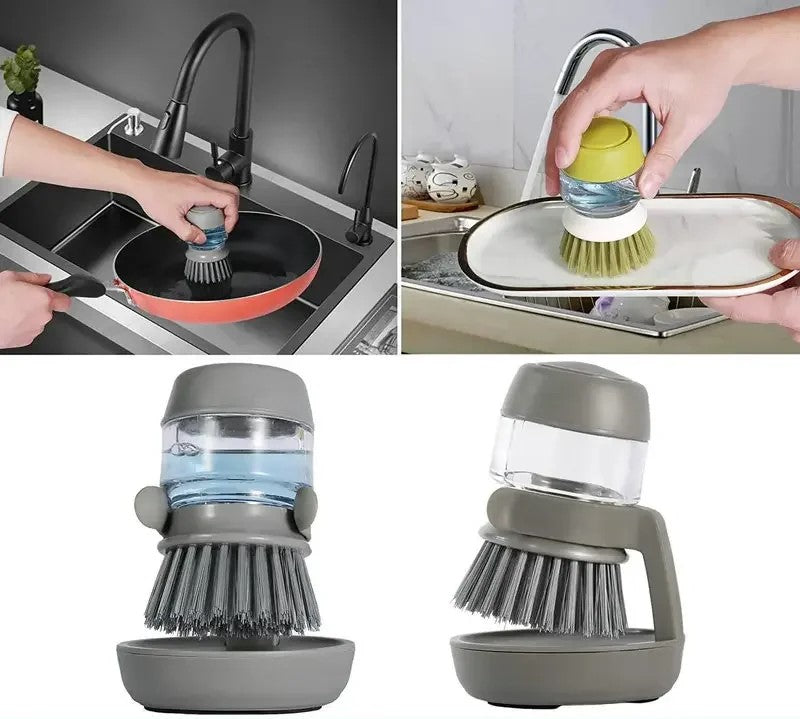 Escova Lava Louças c/ Recipiente e Dispenser de Detergente