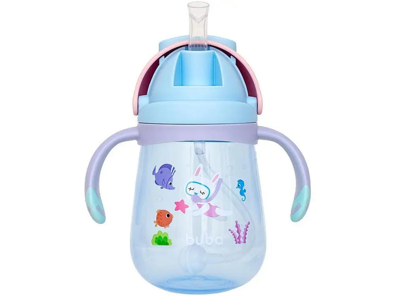 Copo Infantil com Canudo 300ml Buba Mergulho - Rosa
