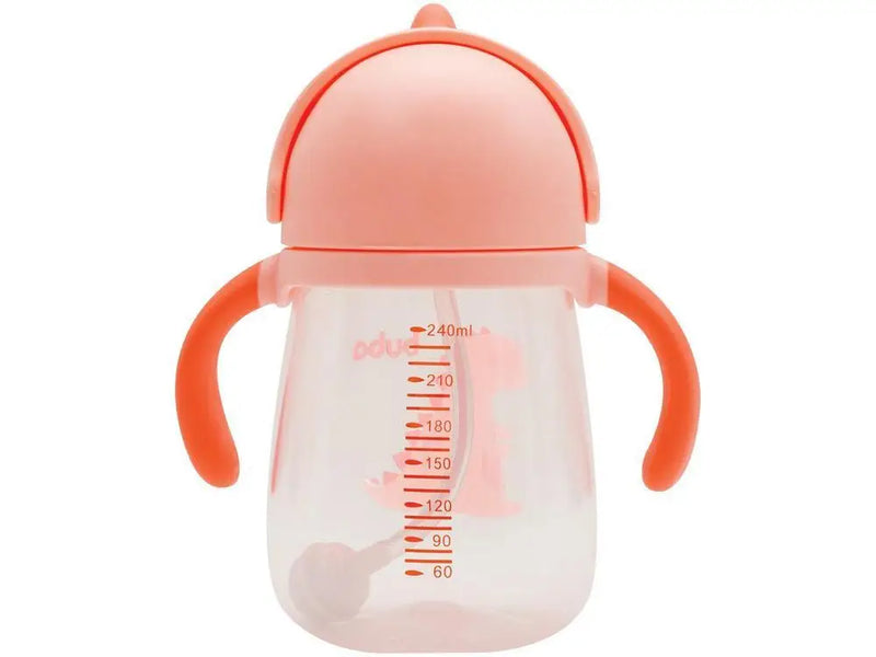 Copo Com Canudo Alça e Válvula Anti-Cólica Infantil Bebê Dino Canudo de Silicone Buba- Rosa