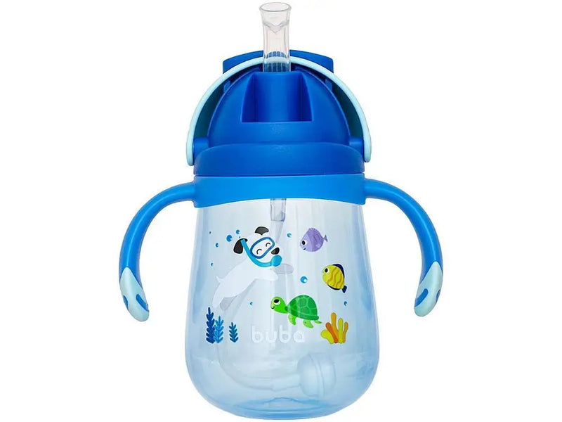 Copo Infantil com Canudo 300ml Buba Mergulho- Azul