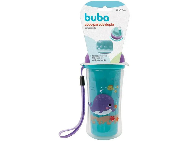 Copo Infantil Antivazamento com Canudo e Tamp - 250ml Buba Turminha Do Mar