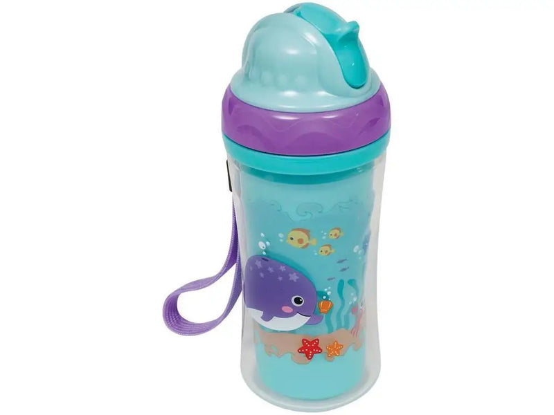Copo Infantil Antivazamento com Canudo e Tamp - 250ml Buba Turminha Do Mar