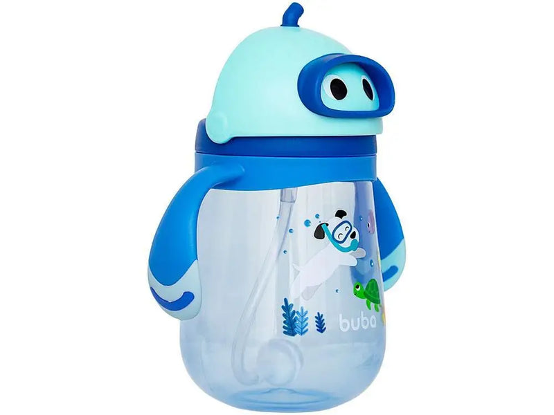 Copo Infantil com Canudo 300ml Buba Mergulho- Azul